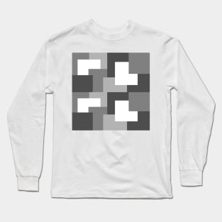 Grey abstract squares tiles pattern Long Sleeve T-Shirt